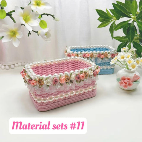 #Handmade Flower Basket Material Bag DIY Table Ornaments Storage