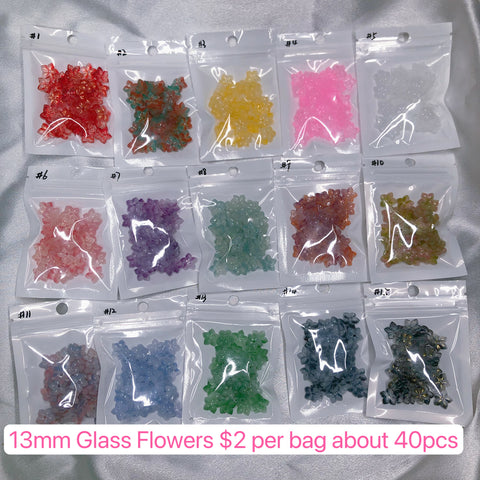 #13mm Glass Flowers Charms For DIY Jewelry Accessories