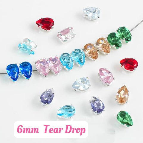 #6mm Tear Drop  Rhinstones Charms For DIY Jewelry Accessories