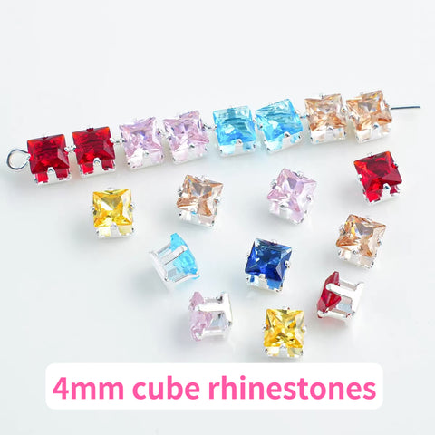 #4mm Cube Rhinstones Charms For DIY Jewelry Accessories