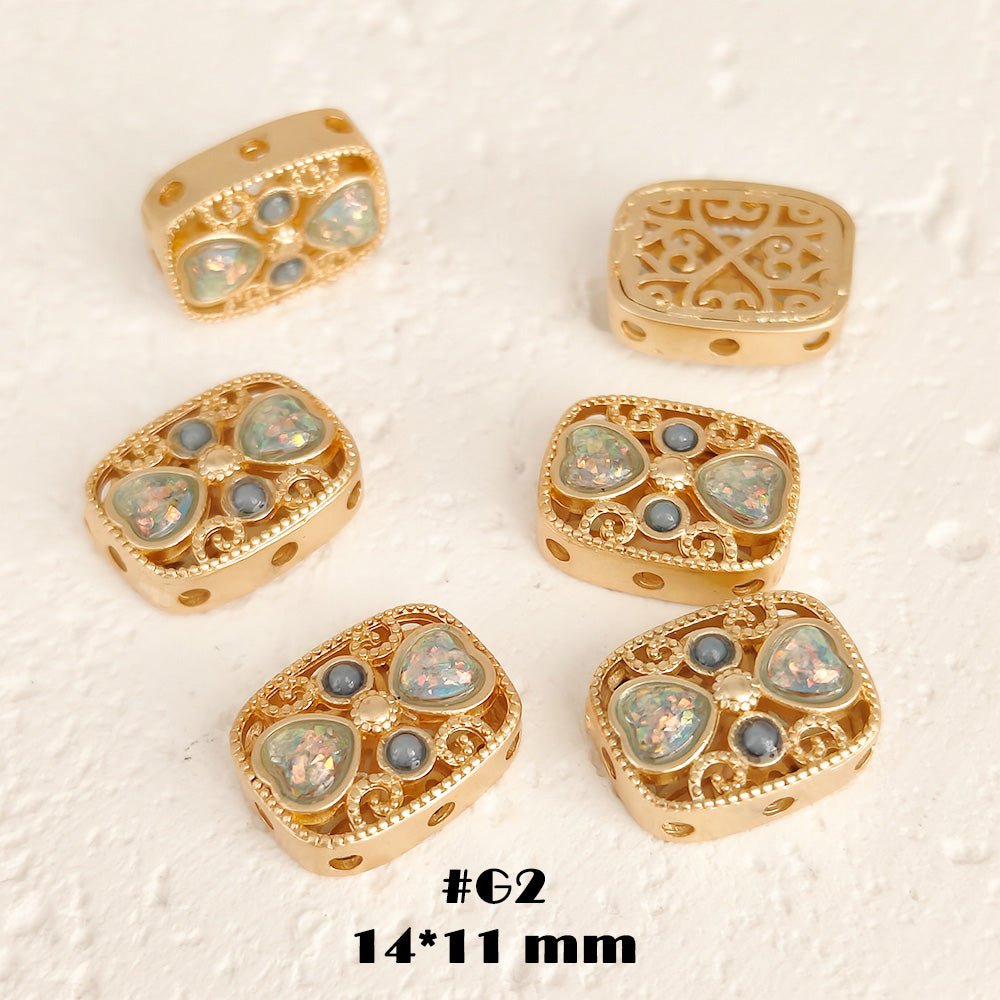 #G1-4 One Bag 6 Pcs Ancient Gold Agate Cube Jewelry Accessories