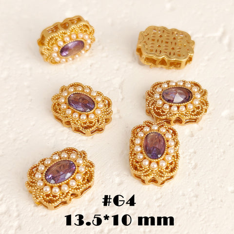 #G1-4 One Bag 6 Pcs Ancient Gold Agate Cube Jewelry Accessories