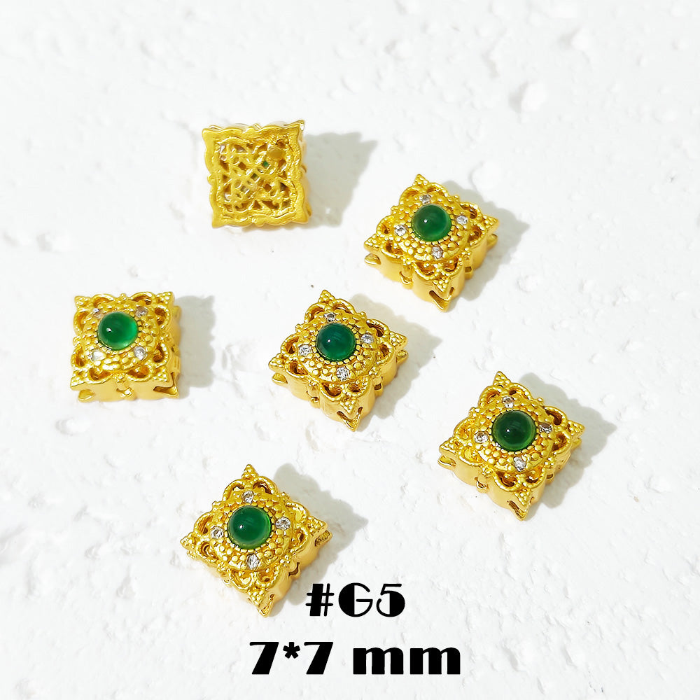 #G5/6 One Bag 6 Pcs Ancient Gold Agate Cube Jewelry Accessories
