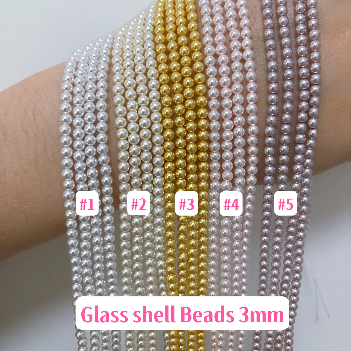 # 3mmガラスシェルビーズ（DIYアクセサリー・チャーム用）