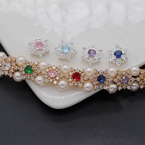#E7 E8 E9 E10 E11 E12 E13 E14 E15 Zircon 11.5mm Snowflake Charms For DIY Jewelry Accessories