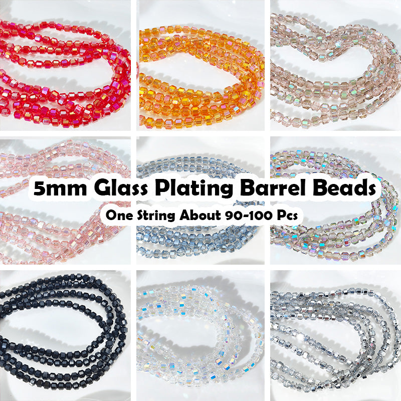 One String 5mm Glass Plating Barrel Beads For DIY Jewelry Accessories