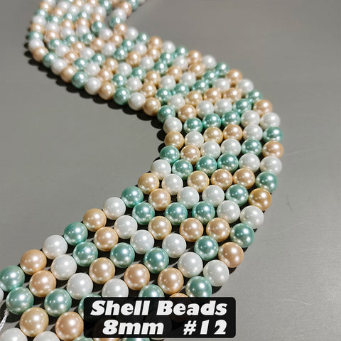 One Strip 8mm Shell Beads