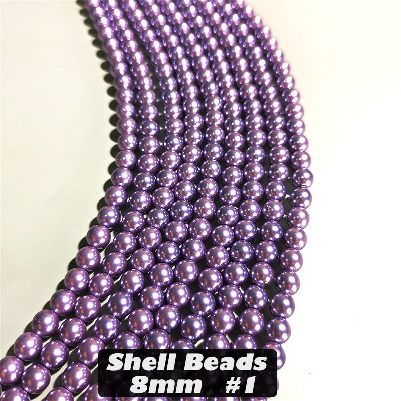 One Strip 8mm Shell Beads