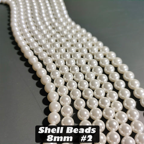 One Strip 8mm Shell Beads