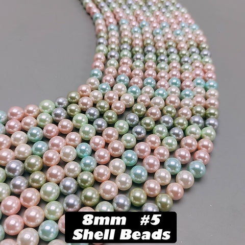 One Strip 8mm Shell Beads