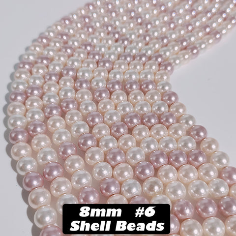 One Strip 8mm Shell Beads