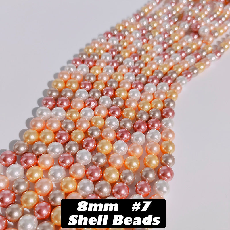 One Strip 8mm Shell Beads
