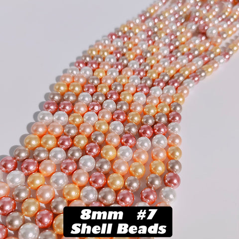 One Strip 8mm Shell Beads