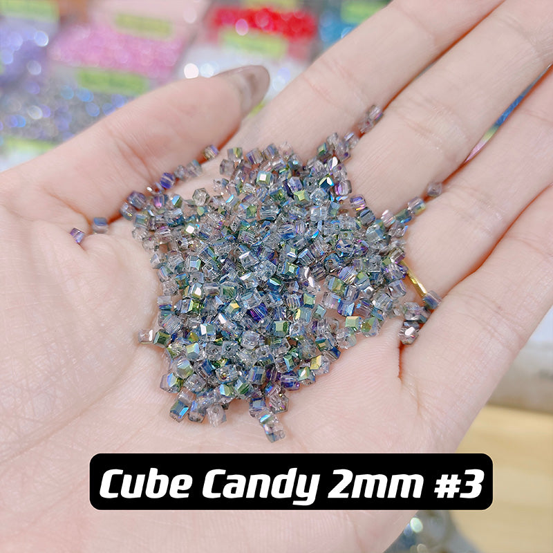 Cube Candy Beads Glass Disco Beads