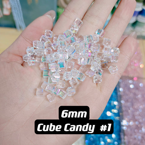 Cube Candy Beads Glass Disco Beads