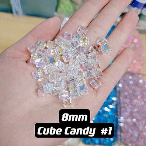 Cube Candy Beads Glass Disco Beads