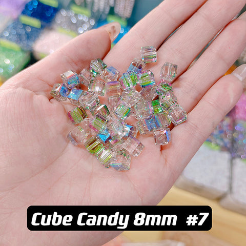 Cube Candy Beads Glass Disco Beads