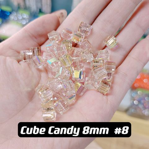 Cube Candy Beads Glass Disco Beads