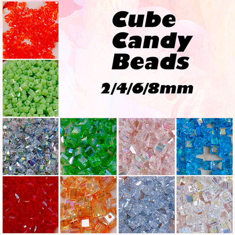 Cube Candy Beads Glass Disco Beads